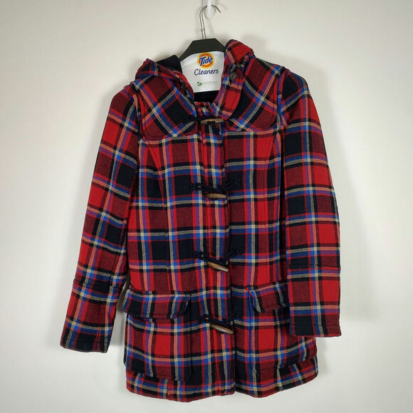 Divided H&M Concept Toggle full zip plaid wool blend casual peacoat womens 12 - Picture 1 of 8